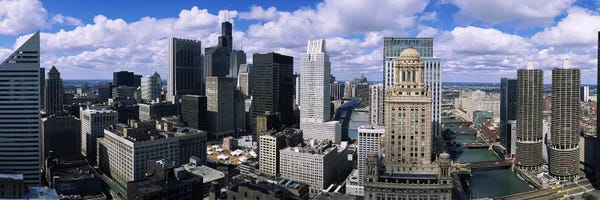 Aerial view of a riverChicago River, Chicago, Illinois, USA