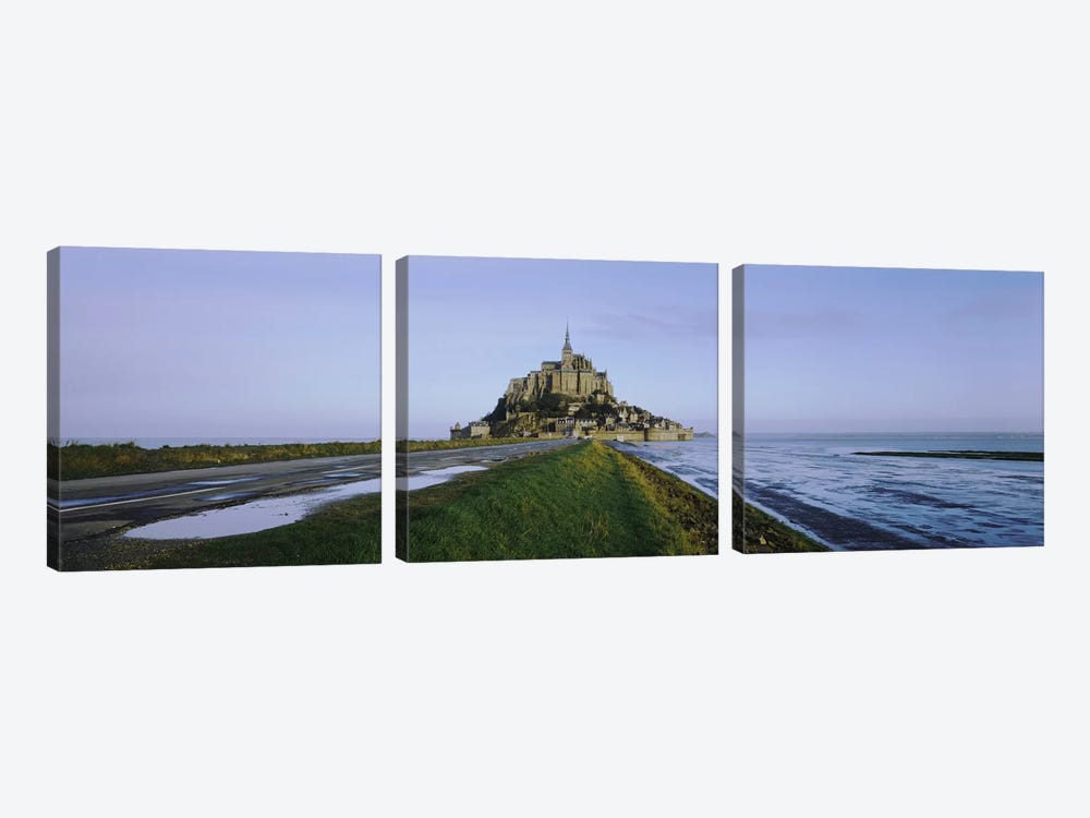 Church on the beachMont Saint-Michel, Normandy, France by Panoramic Images 3-piece Canvas Art Print