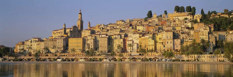 Buildings on The waterfront, Eglise St-Michel, Menton, France by Panoramic Images wall art