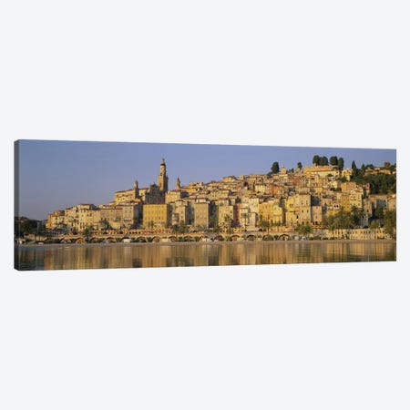 Buildings on The waterfront, Eglise St-Michel, Menton, France Canvas Print #PIM3771} by Panoramic Images Canvas Art