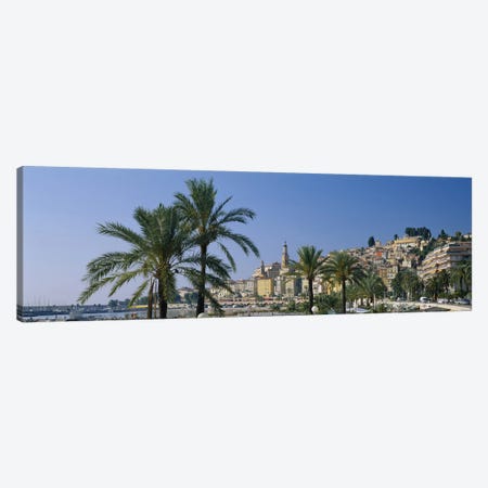 Building on The waterfront, Menton, France Canvas Print #PIM3772} by Panoramic Images Canvas Artwork