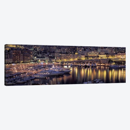 Port Hercules At Night, La Condamine District, Monaco Canvas Print #PIM3776} by Panoramic Images Art Print