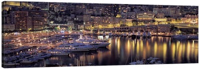 Port Hercules At Night, La Condamine District, Monaco Canvas Art Print - Monaco