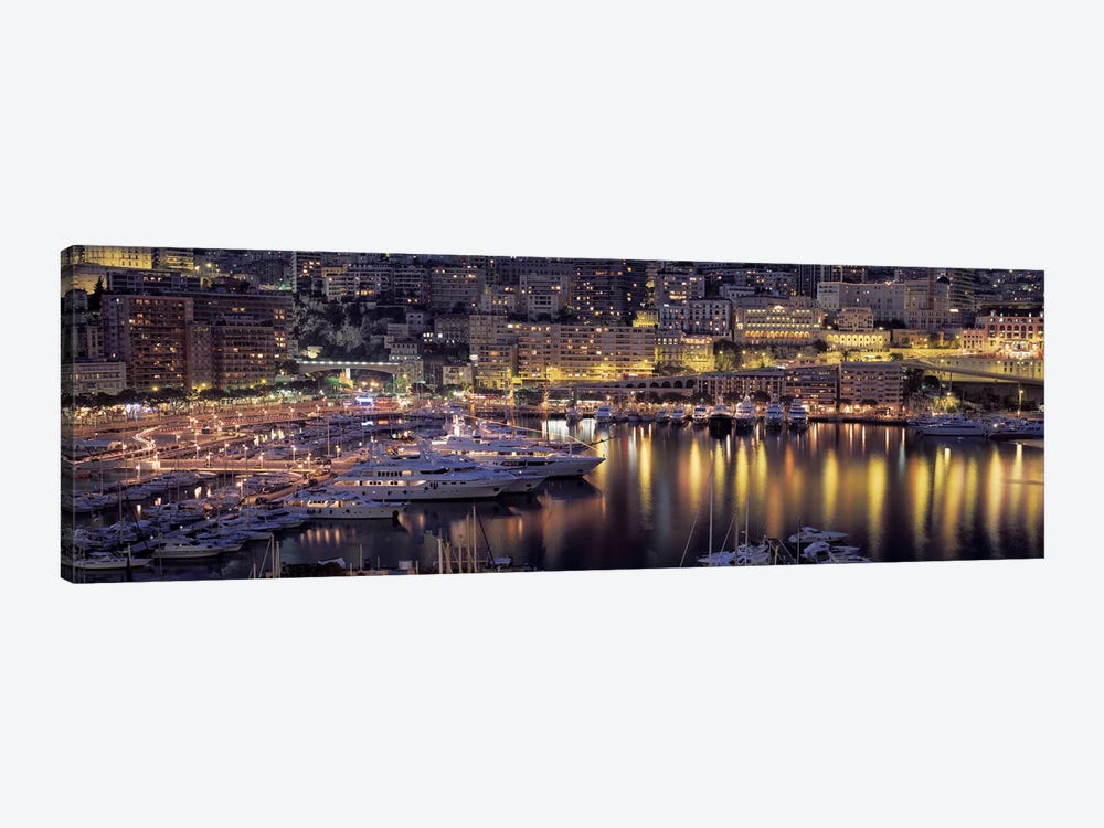 Port Hercules At Night, La Condamine District, Monaco by Panoramic Images 1-piece Canvas Wall Art