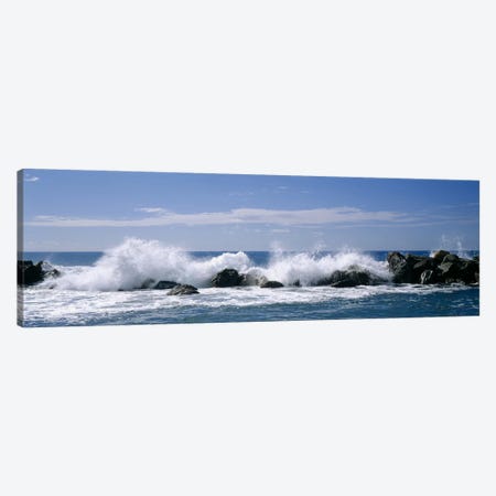 Crashing Waves, Chiavari, Liguria Region, Italy Canvas Print #PIM3777} by Panoramic Images Canvas Art Print
