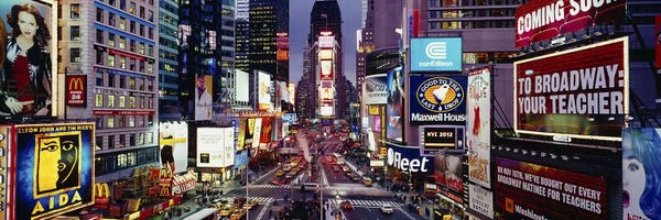 Times Square: High angle view of traffic on a road Times Square, Manhattan, New York City, New York State, USA by Panoramic Images