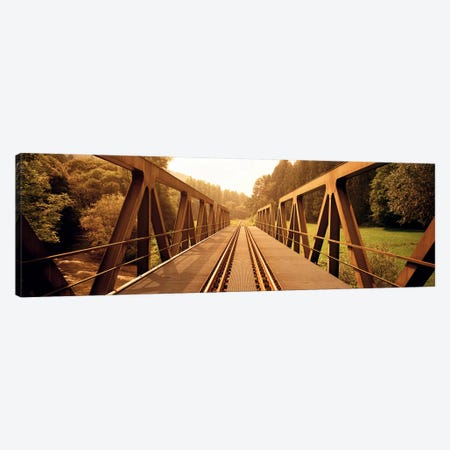 Railroad Tracks & Bridge Germany Canvas Print #PIM3791} by Panoramic Images Canvas Artwork