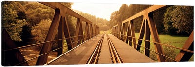 Railroad Tracks & Bridge Germany Canvas Art Print - Railroad Art