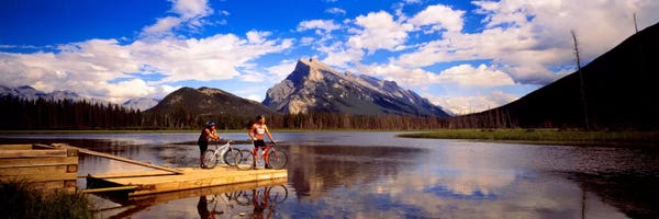 Alberta: Mountain Bikers Vermilion Lakes Alberta Canada by Panoramic Images