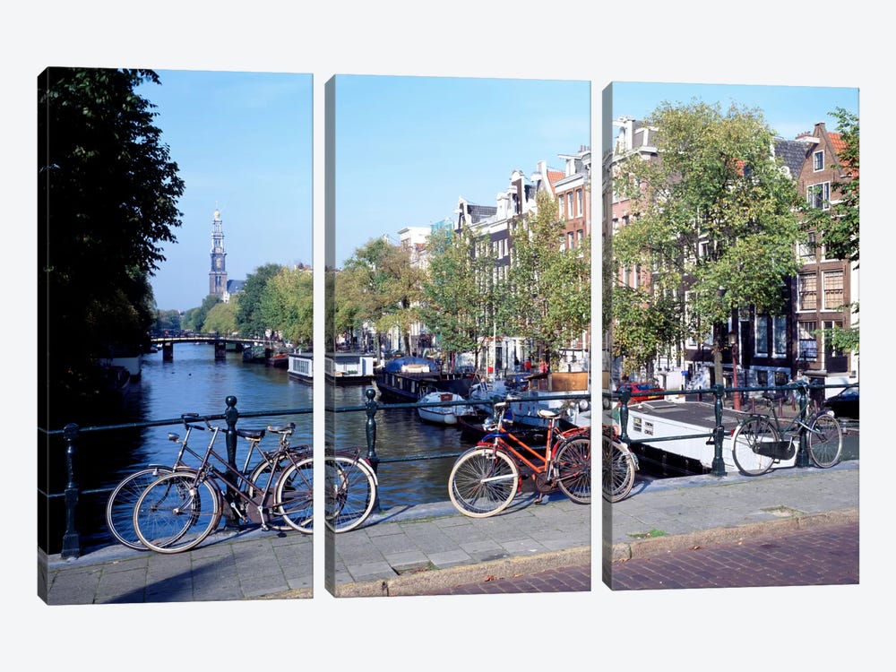 Bicycles, Amsterdam, North Holland Province, Netherlands by Panoramic Images 3-piece Canvas Art