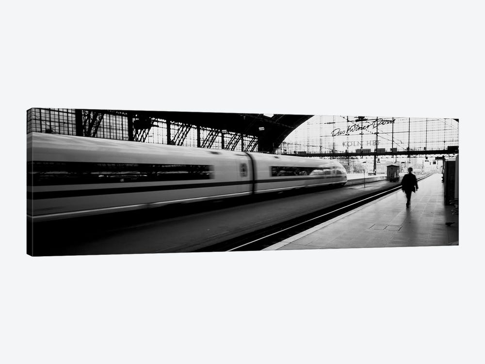 Bluured Motion View Of A Departing Train, Koln Hauptbahnhof, Innenstadt, Cologne, North Rhine-Westphalia, Germany by Panoramic Images 1-piece Canvas Artwork