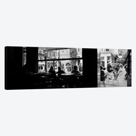 View From A Café In B&W, Amsterdam, North Holland, Netherlands Canvas Print #PIM3804} by Panoramic Images Art Print