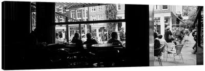 View From A Café In B&W, Amsterdam, North Holland, Netherlands Canvas Art Print - Restaurant & Diner Art
