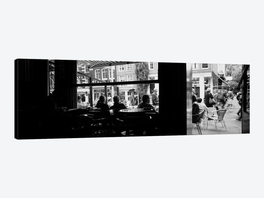 View From A Café In B&W, Amsterdam, North Holland, Netherlands by Panoramic Images 1-piece Canvas Art Print