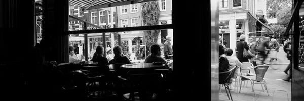 Netherlands: View From A Café In B&W, Amsterdam, North Holland, Netherlands by Panoramic Images