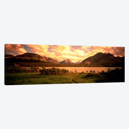 Golden Sunset At Saint Mary Lake, Glacier National Park, Montana, USA Canvas Print #PIM380} by Panoramic Images Art Print