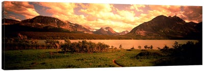 Golden Sunset At Saint Mary Lake, Glacier National Park, Montana, USA Canvas Art Print