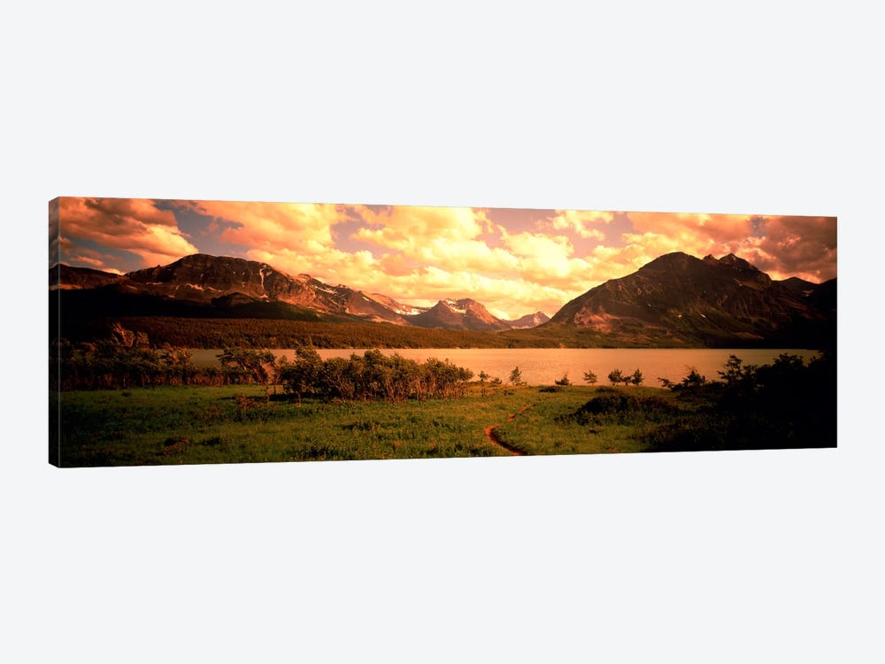 Golden Sunset At Saint Mary Lake, Glacier National Park, Montana, USA by Panoramic Images 1-piece Canvas Wall Art