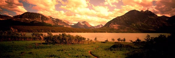 Panoramic Images: Golden Sunset At Saint Mary Lake, Glacier National Park, Montana, USA by Panoramic Images