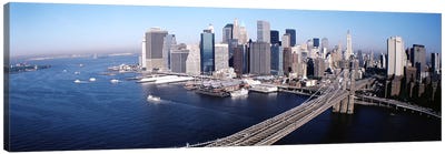 Aerial View Of Brooklyn Bridge, Lower Manhattan, NYC, New York City, New York State, USA Canvas Art Print - Brooklyn Bridge