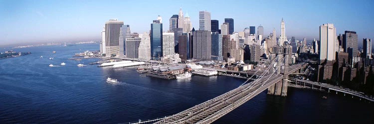 Aerial View Of Brooklyn Bridge, Lower Manhattan, NYC, New York City, New York State, USA