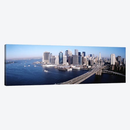 Aerial View Of Brooklyn Bridge, Lower Manhattan, NYC, New York City, New York State, USA Canvas Print #PIM3813} by Panoramic Images Canvas Print