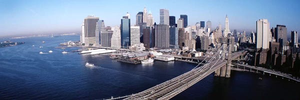 Brooklyn Bridge: Aerial View Of Brooklyn Bridge, Lower Manhattan, NYC, New York City, New York State, USA by Panoramic Images
