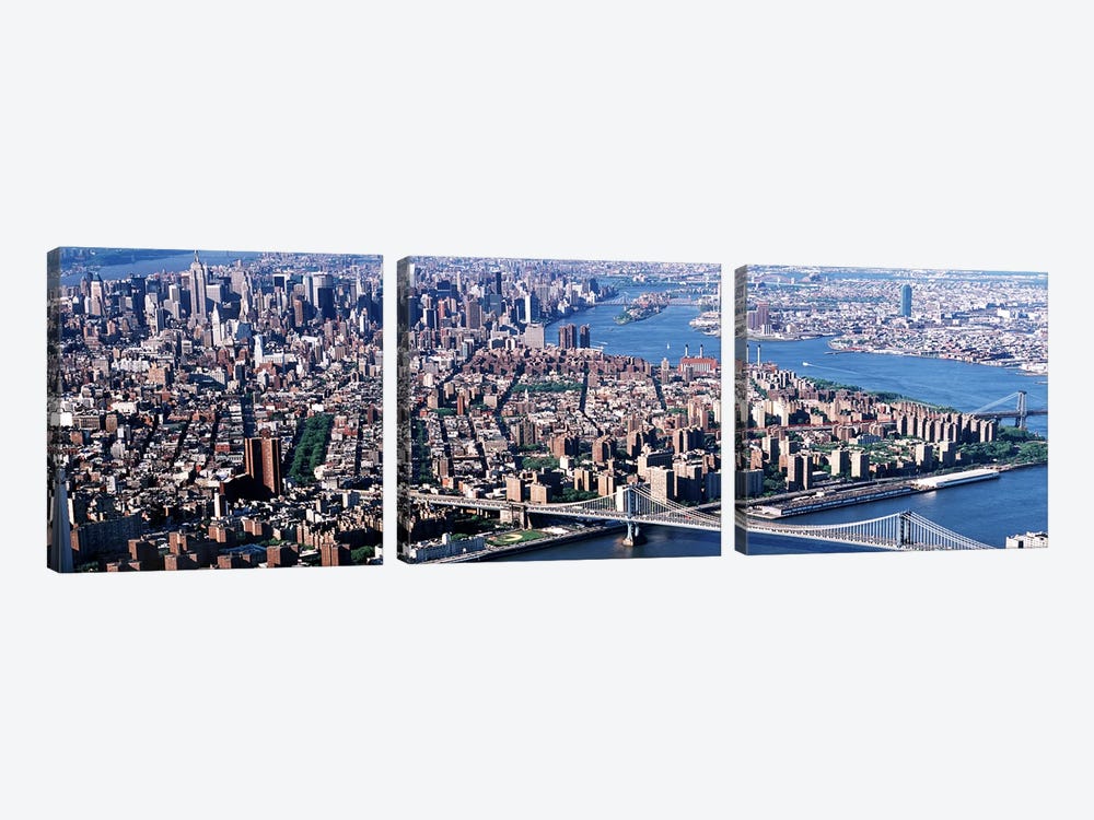 USA, New York, Brooklyn Bridge, aerial by Panoramic Images 3-piece Canvas Art