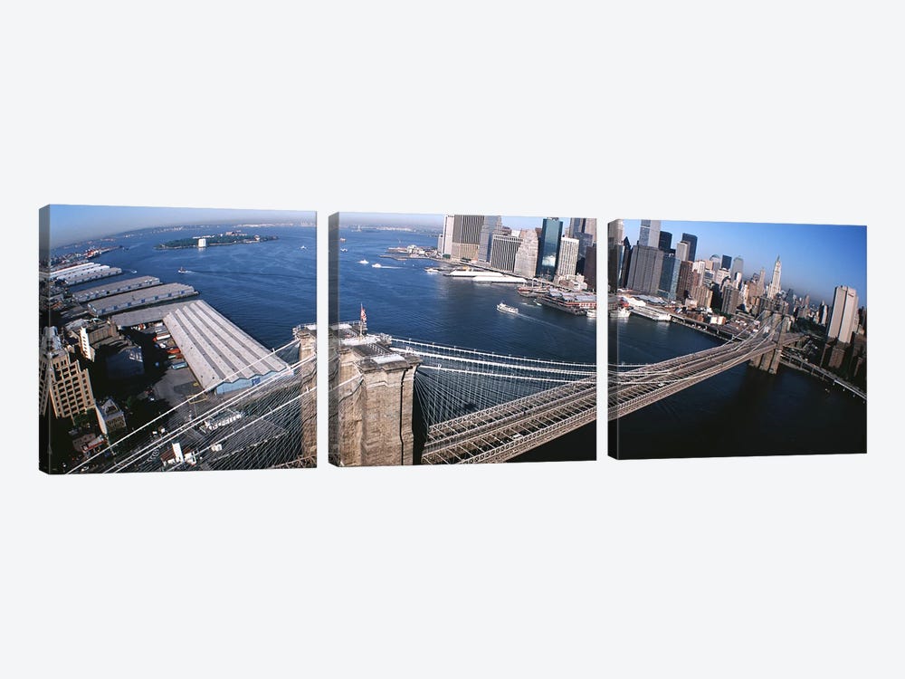 USA, New York, Brooklyn Bridge, aerial #2 by Panoramic Images 3-piece Canvas Art Print