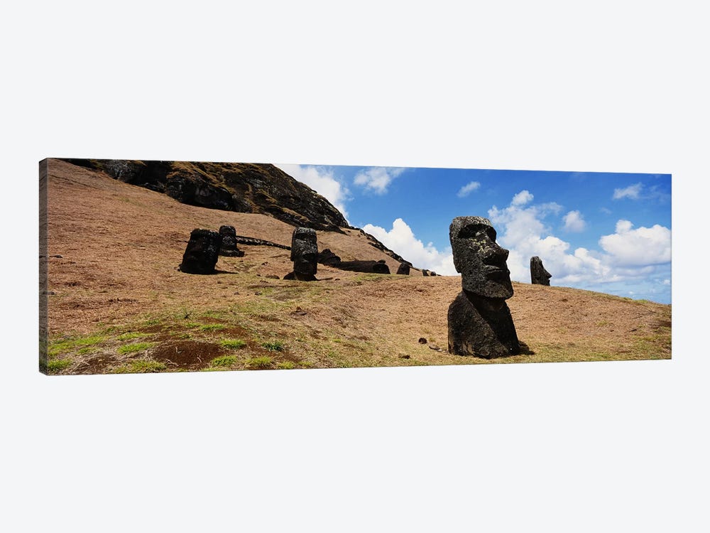 Low angle view of Moai statues, Tahai Archaeological Site, Rano Raraku, Easter Island, Chile by Panoramic Images 1-piece Canvas Print