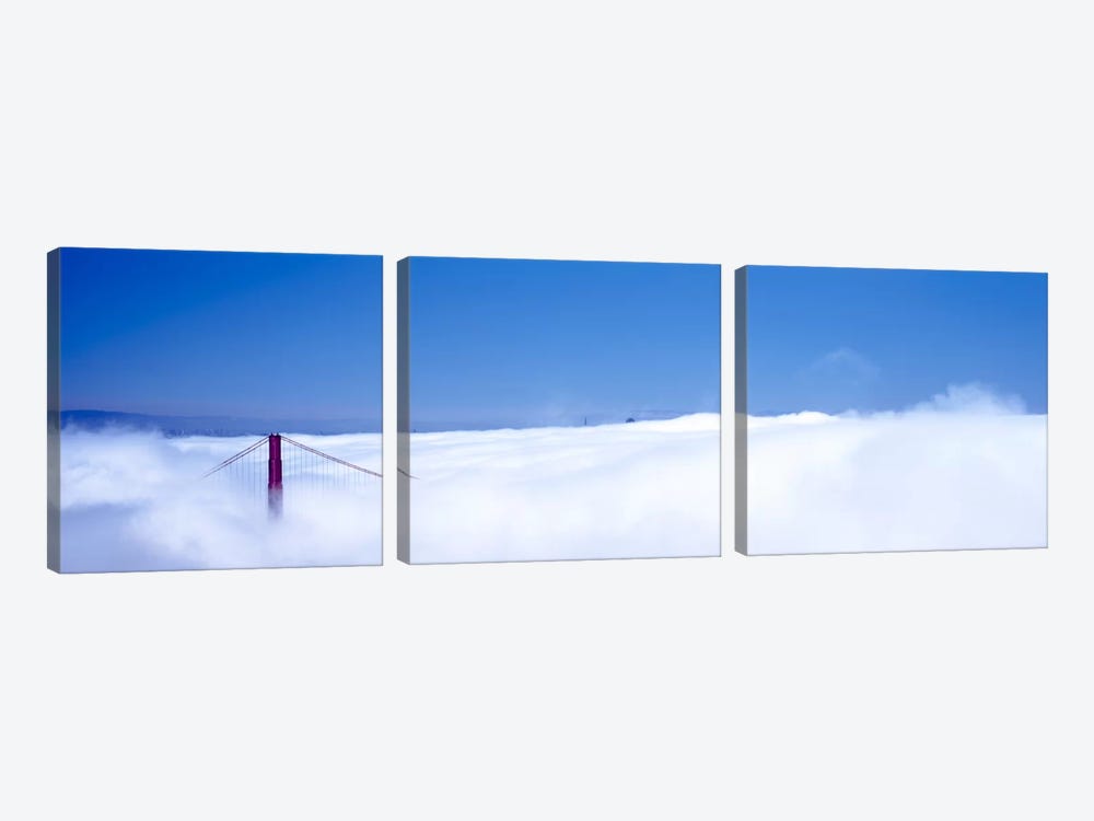 San Francisco Golden Gate Bridge California in smog by Panoramic Images 3-piece Canvas Art
