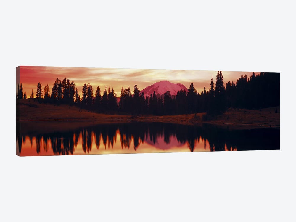 Reflection of trees in water, Tipsoo Lake, Mt Rainier, Mt Rainier National Park, Washington State, USA by Panoramic Images 1-piece Canvas Wall Art