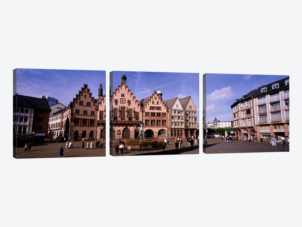 Eastern Façade Of The Römer, Römerberg, Altstadt, Frankfurt, Hesse, Germany by Panoramic Images 3-piece Canvas Art Print