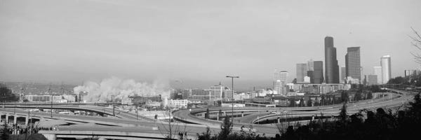 Seattle Skylines: Building demolition near a highway, Seattle, Washington State, USA by Panoramic Images