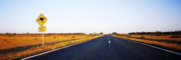 Kangaroo Crossing Sign Along A Highway, New South Wales, Australia by Panoramic Images wall art