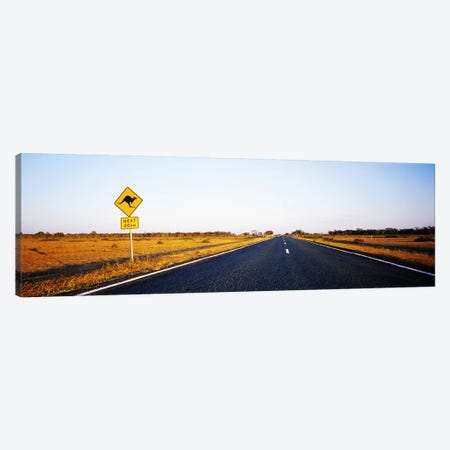 Kangaroo Crossing Sign Along A Highway, New South Wales, Australia Canvas Print #PIM3844} by Panoramic Images Canvas Art Print