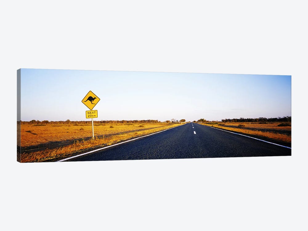 Kangaroo Crossing Sign Along A Highway, New South Wales, Australia by Panoramic Images 1-piece Canvas Print
