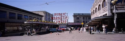 Group of people in a market, Pike Place Market, Seattle, Washington State, USA by Panoramic Images multi panel art