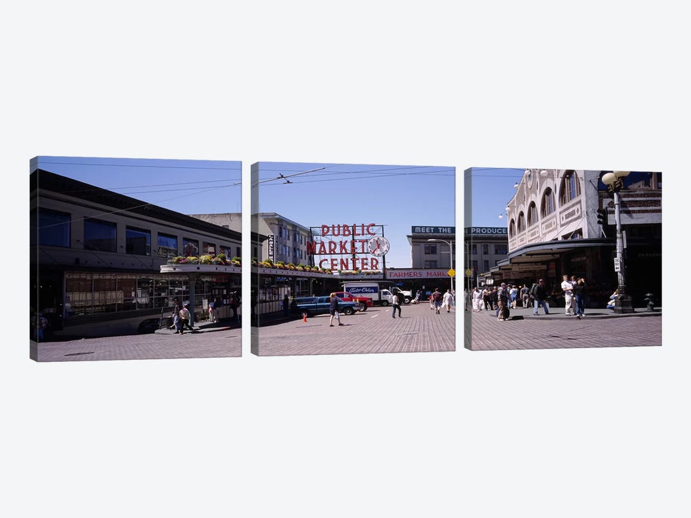 Group of people in a market, Pike Place Market, Seattle, Washington State, USA by Panoramic Images 3-piece Art Print