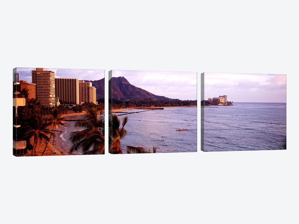 Waikiki Beach, Oahu, Hawaii, USA by Panoramic Images 3-piece Canvas Artwork