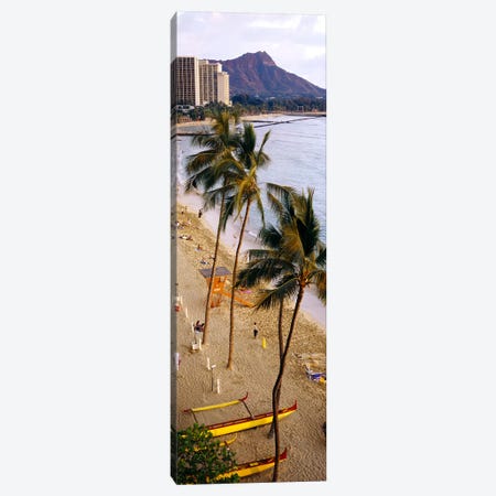 High angle view of tourists on the beach, Waikiki Beach, Honolulu, Oahu, Hawaii, USA Canvas Print #PIM3857} by Panoramic Images Canvas Wall Art
