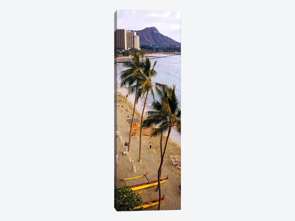 High angle view of tourists on the beach, Waikiki Beach, Honolulu, Oahu, Hawaii, USA by Panoramic Images 1-piece Art Print