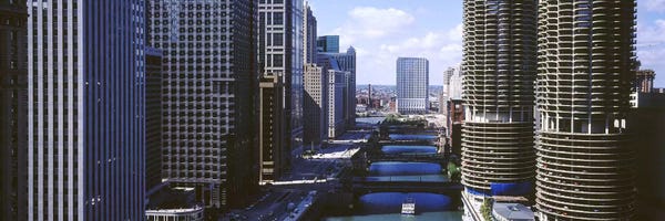 Architecture Along The Chicago River, Chicago, Illinois, USA