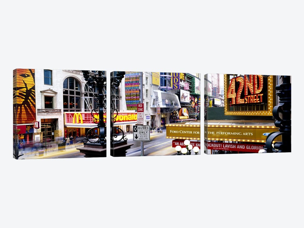 Road running through a market, 42nd Street, Manhattan, New York City, New York State, USA by Panoramic Images 3-piece Canvas Art