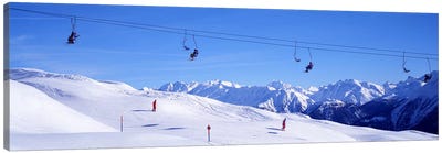 Ski Lift in Mountains Switzerland Canvas Art Print - Snowy Mountain Art