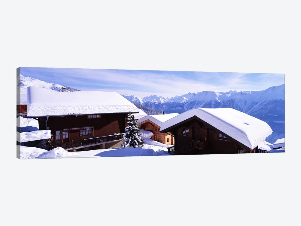 Snow Covered Chapel and Chalets Swiss Alps Switzerland by Panoramic Images 1-piece Art Print