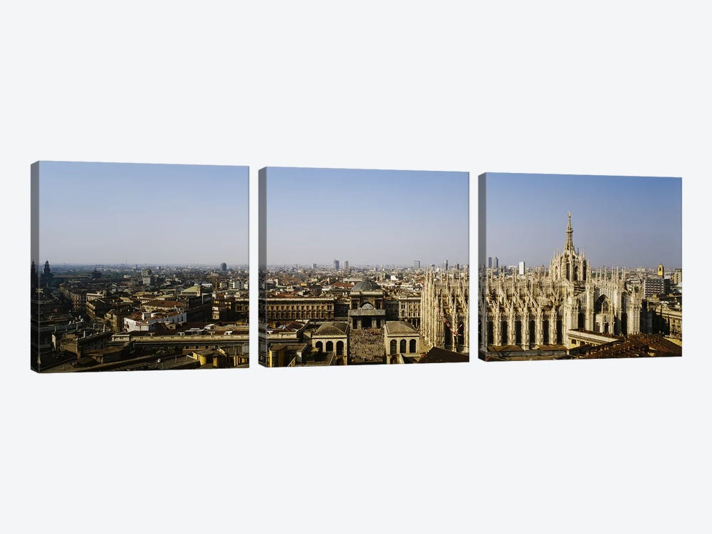 Aerial view of a cathedral in a city, Duomo di Milano, Lombardia, Italy by Panoramic Images 3-piece Canvas Art