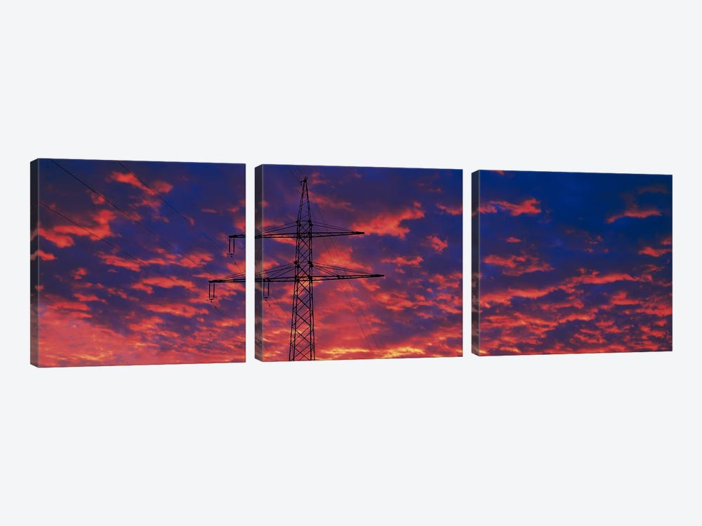 Power lines at sunset Germany by Panoramic Images 3-piece Canvas Print