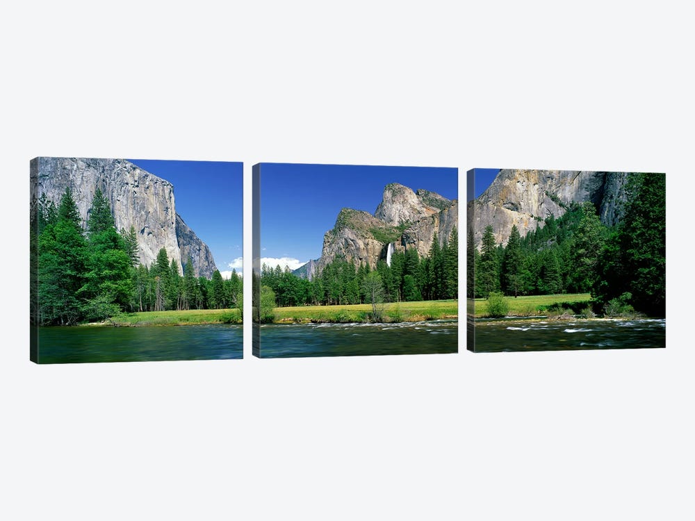 Bridalveil Fall, Yosemite Valley, Yosemite National Park, California, USA by Panoramic Images 3-piece Canvas Wall Art