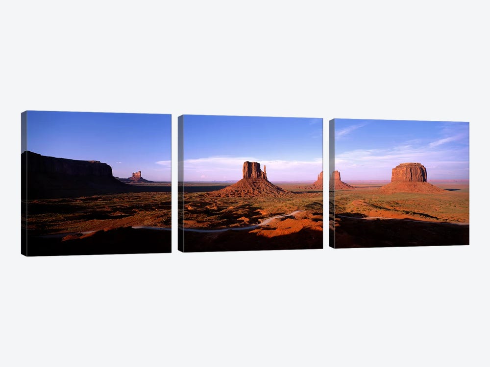 Daytime Shadows Near The Mittens & Merrick Butte, Monument Valley, Navajo Nation, Arizona, USA by Panoramic Images 3-piece Canvas Artwork
